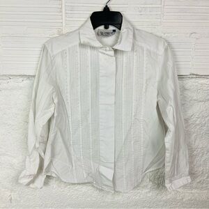 Vintage diversity White pleated Button-Up Shirt size 8 petite